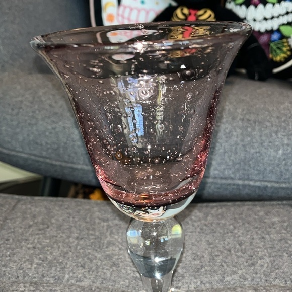 Hand Blown Bubble Glass Lilac Artland Water Goblet - Picture 2 of 4